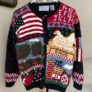 Signatures by Northern Isles Handknit Farmhouse Cardigan Sweater Size Large